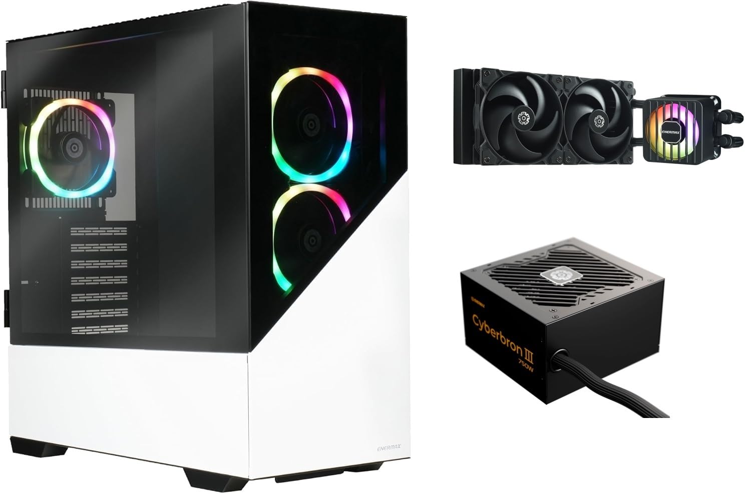 Enermax K8 ARGB Midi Tower Case PC Snow White Bundle