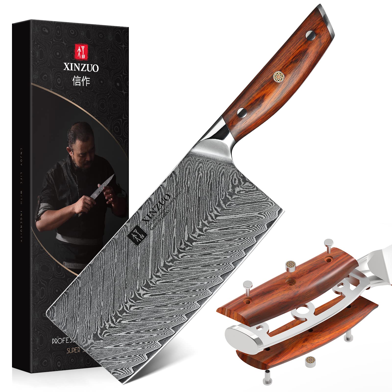 Xinzuo Mannaia Cinese 18cm Acciaio Damasco - Yi Serie