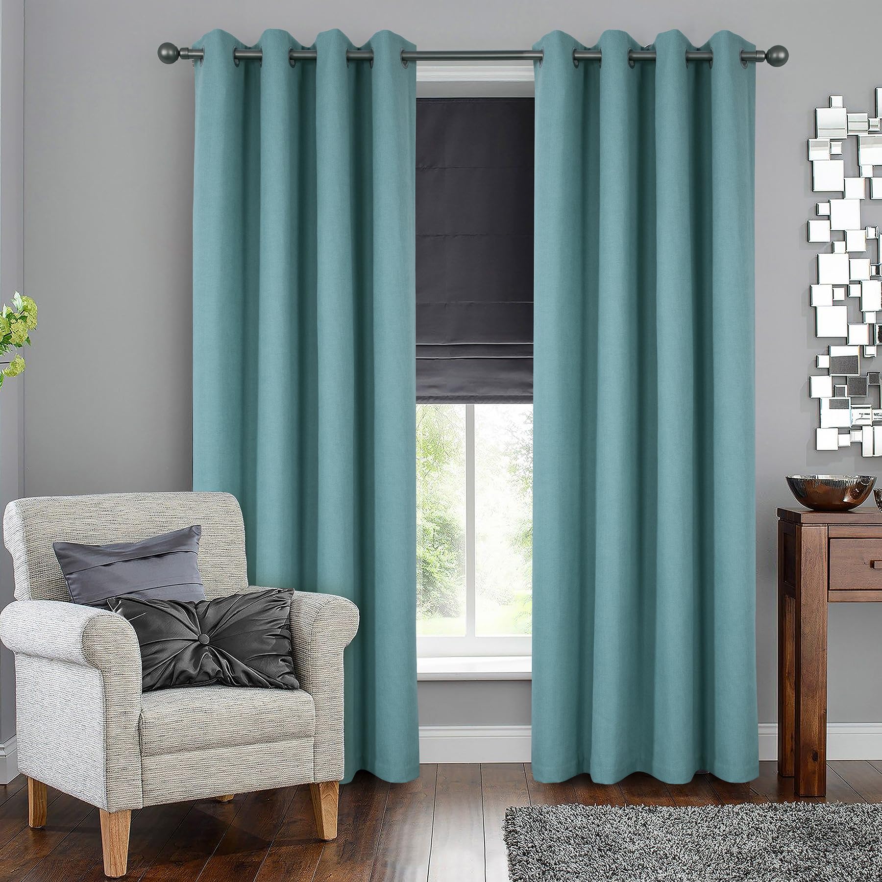 Always4u Tenda Termica Oscurante 100% 138x275 cm, Blu Turchese