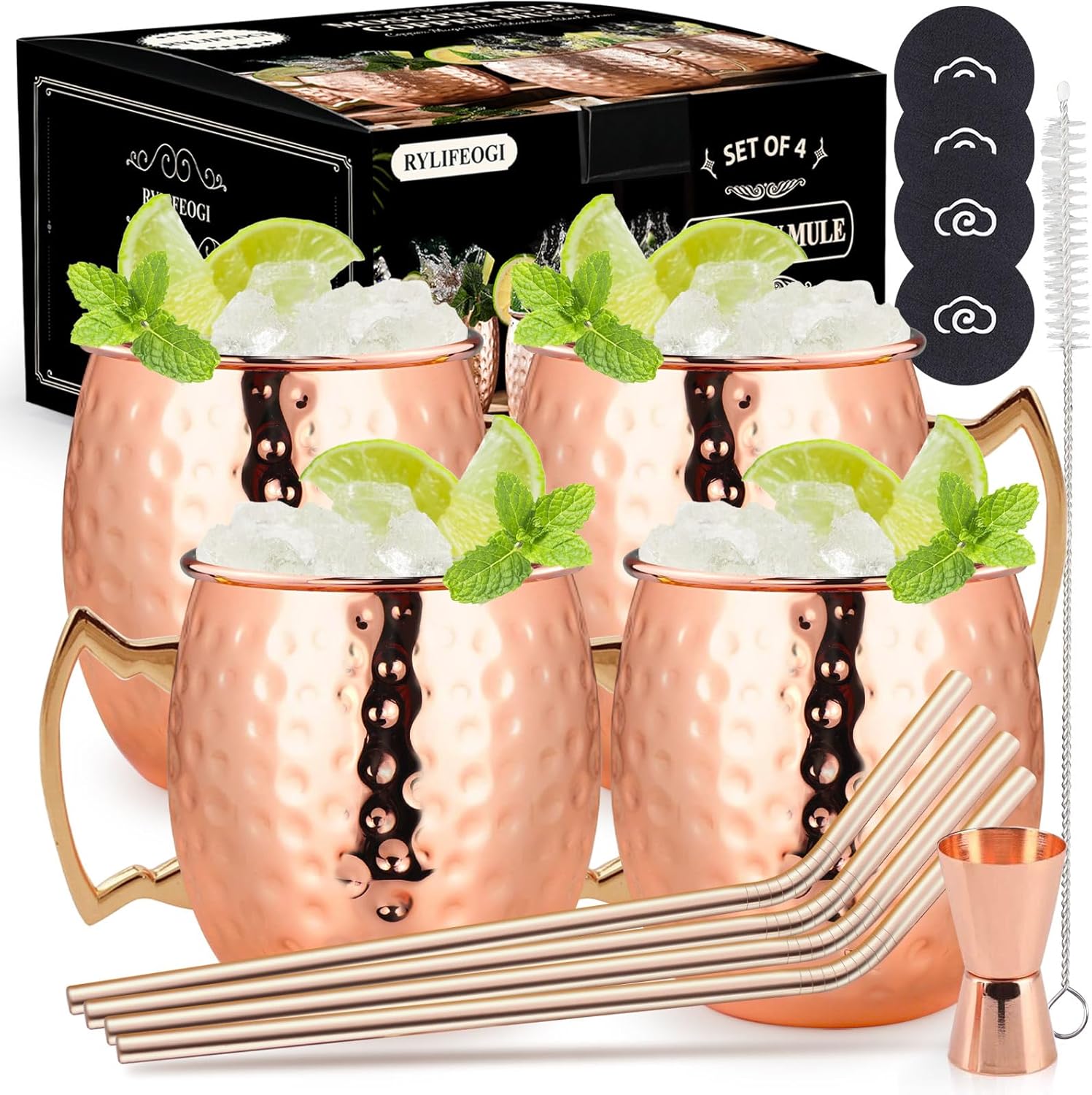 Rylifeogi Bicchieri Moscow Mule 4 Pezzi, 19oz - immagine 1