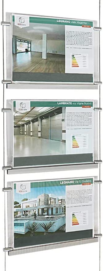 Espositore a Cavetti Luminoso EVO LED KIT 1x3 A4 Orizzontale