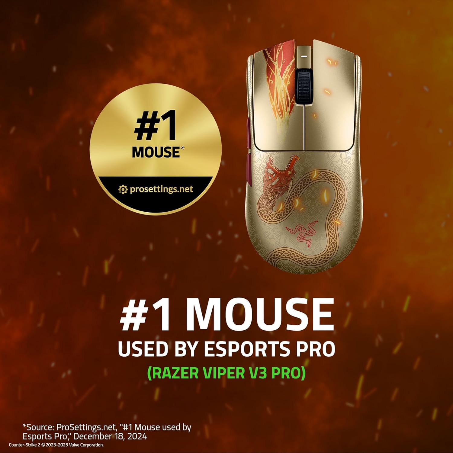 Razer Viper V3 Pro Counter-Strike 2 Dragon Lore - Mouse Gaming - immagine 2