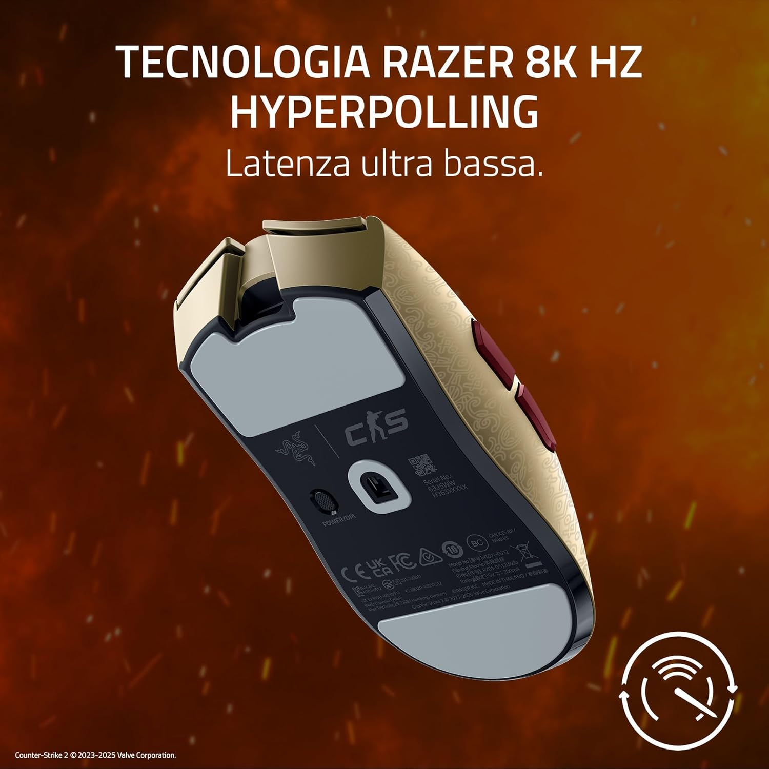 Razer Viper V3 Pro Counter-Strike 2 Dragon Lore - Mouse Gaming - immagine 5