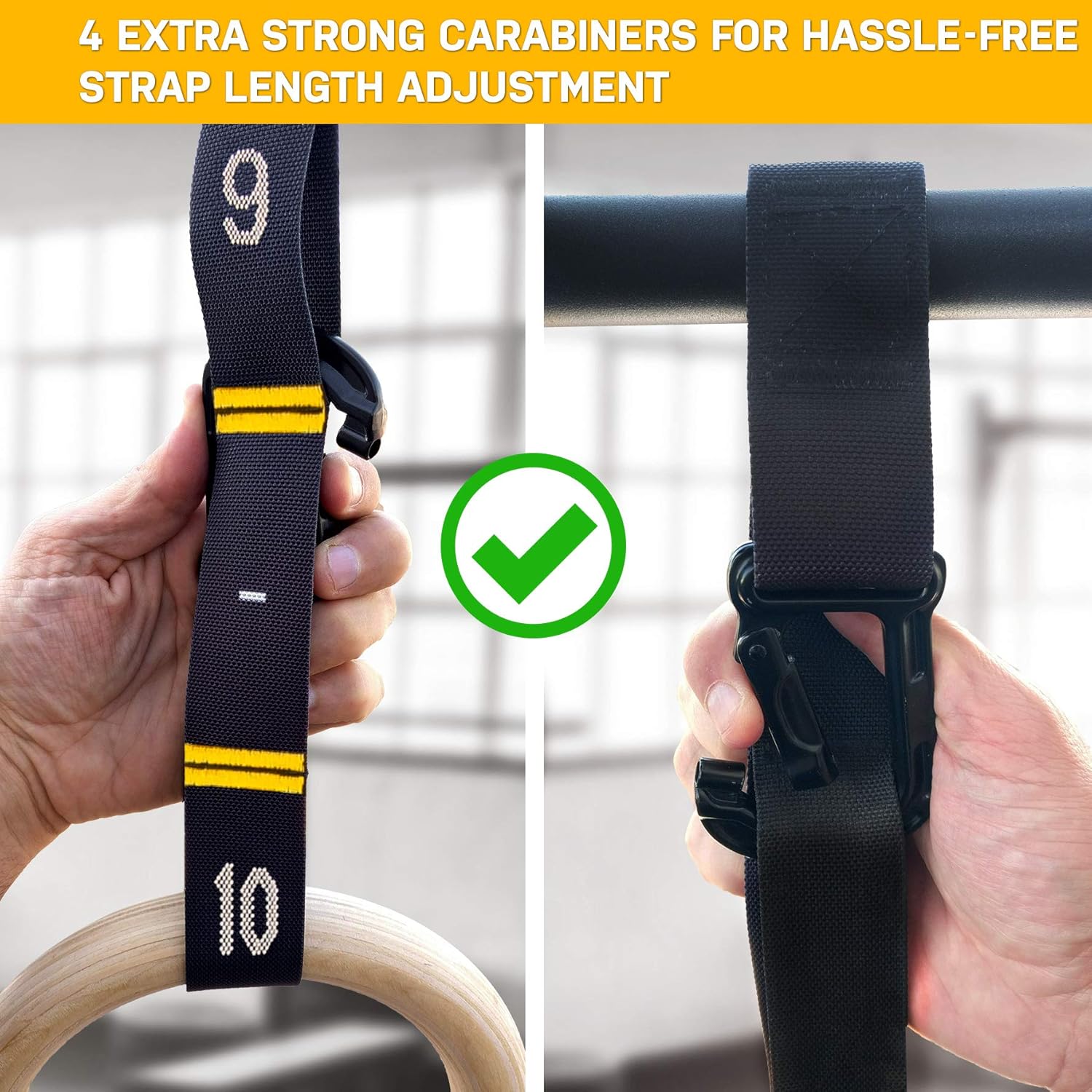 Double Circle Anelli Ginnastica in Legno con Cinghie - immagine 3