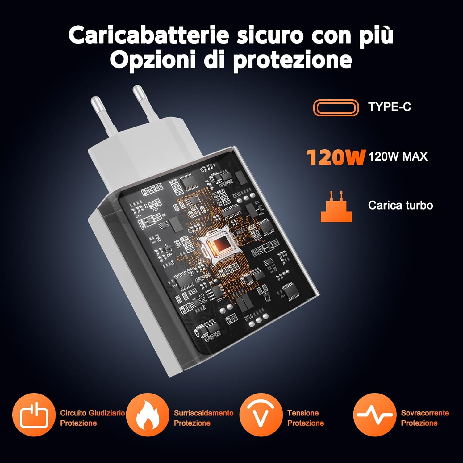Caricabatterie USB 120W per Xiaomi con Cavo USB-C 1m - immagine 6