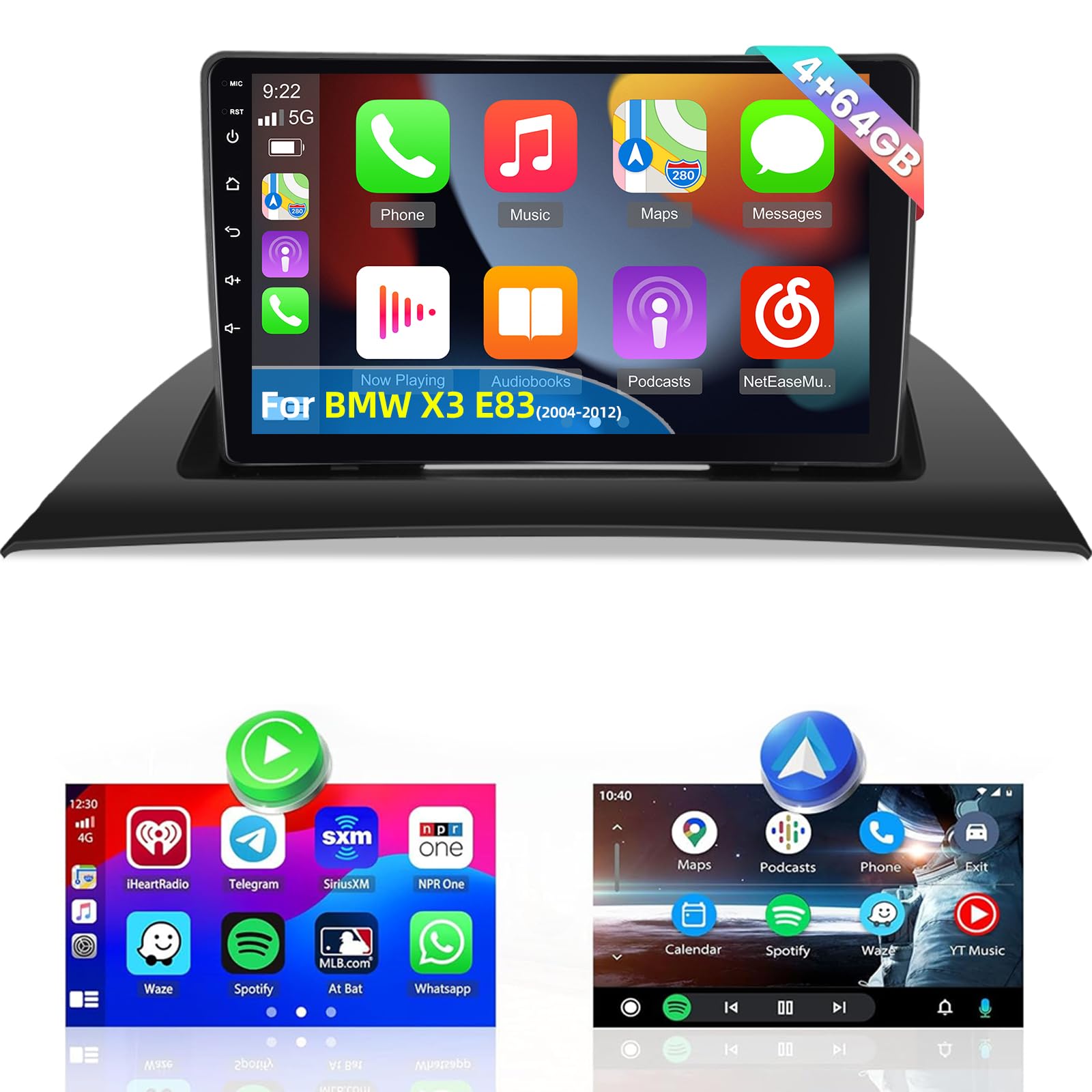 Nhopeew Stereo Android 9" per BMW X3 E83 2004-2012