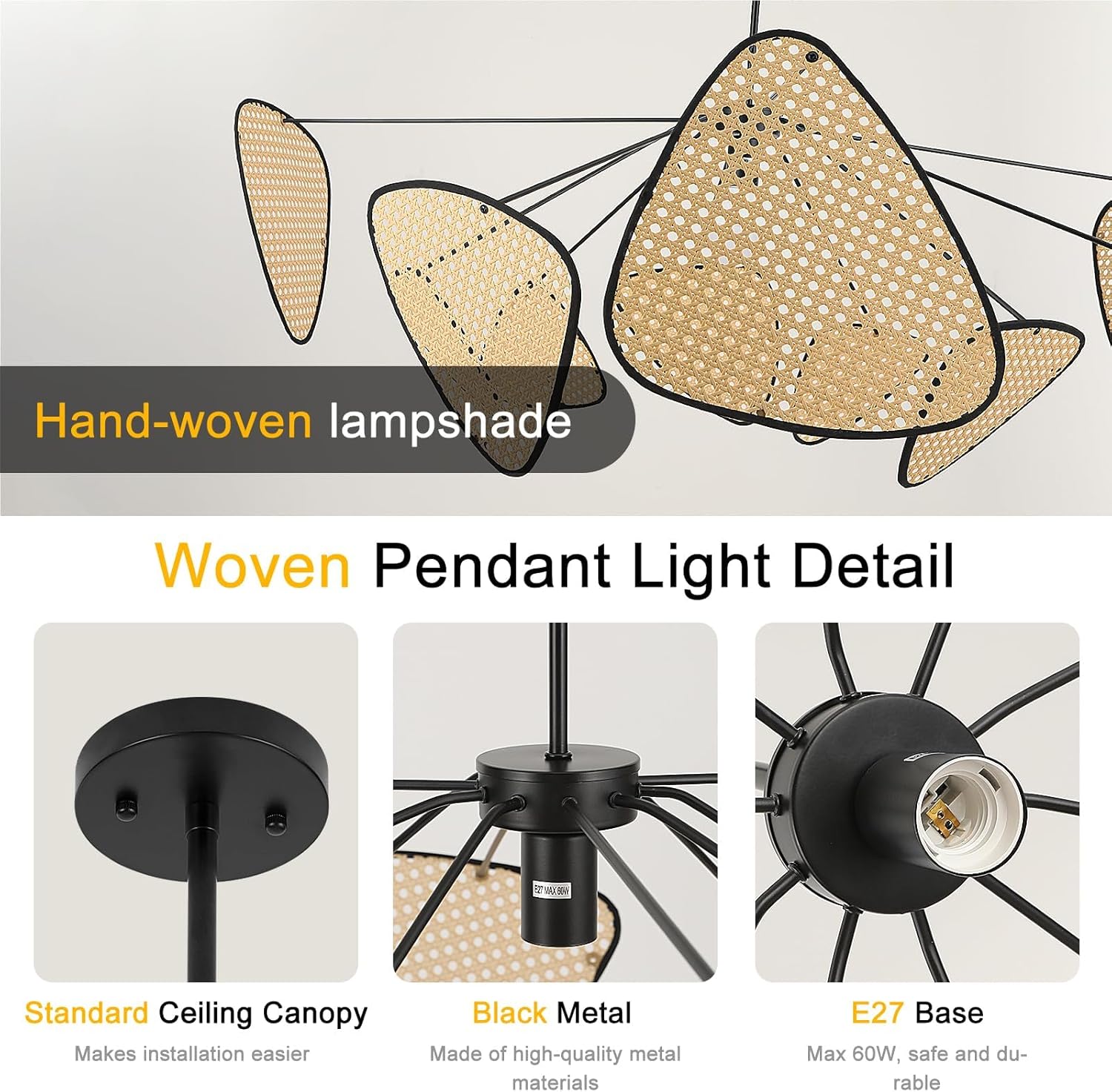 Lampadario Camera da Letto Boho 100cm E27 - immagine 3