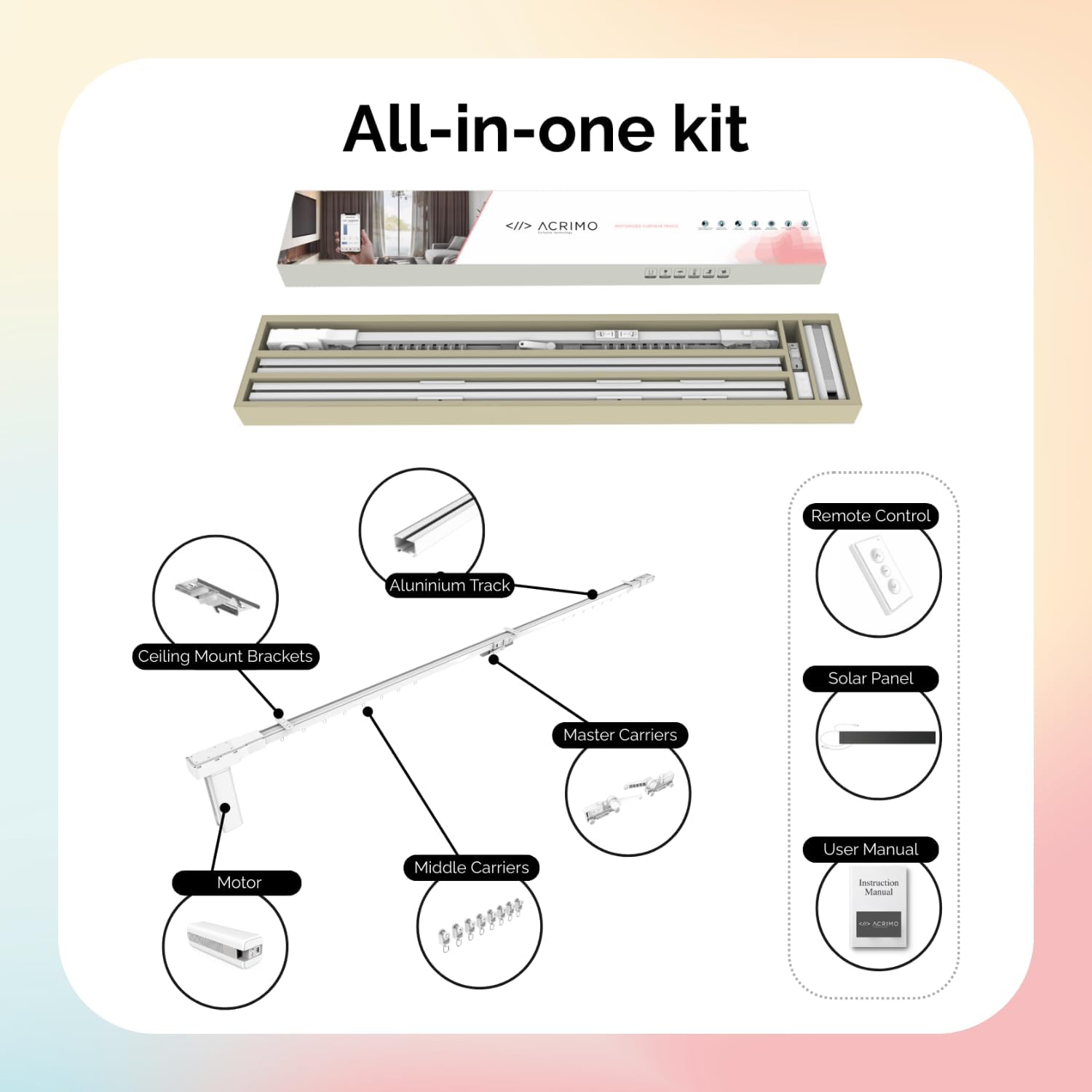 Acrimo Binario Tende Motorizzato con Pannello Solare 5m - immagine 4