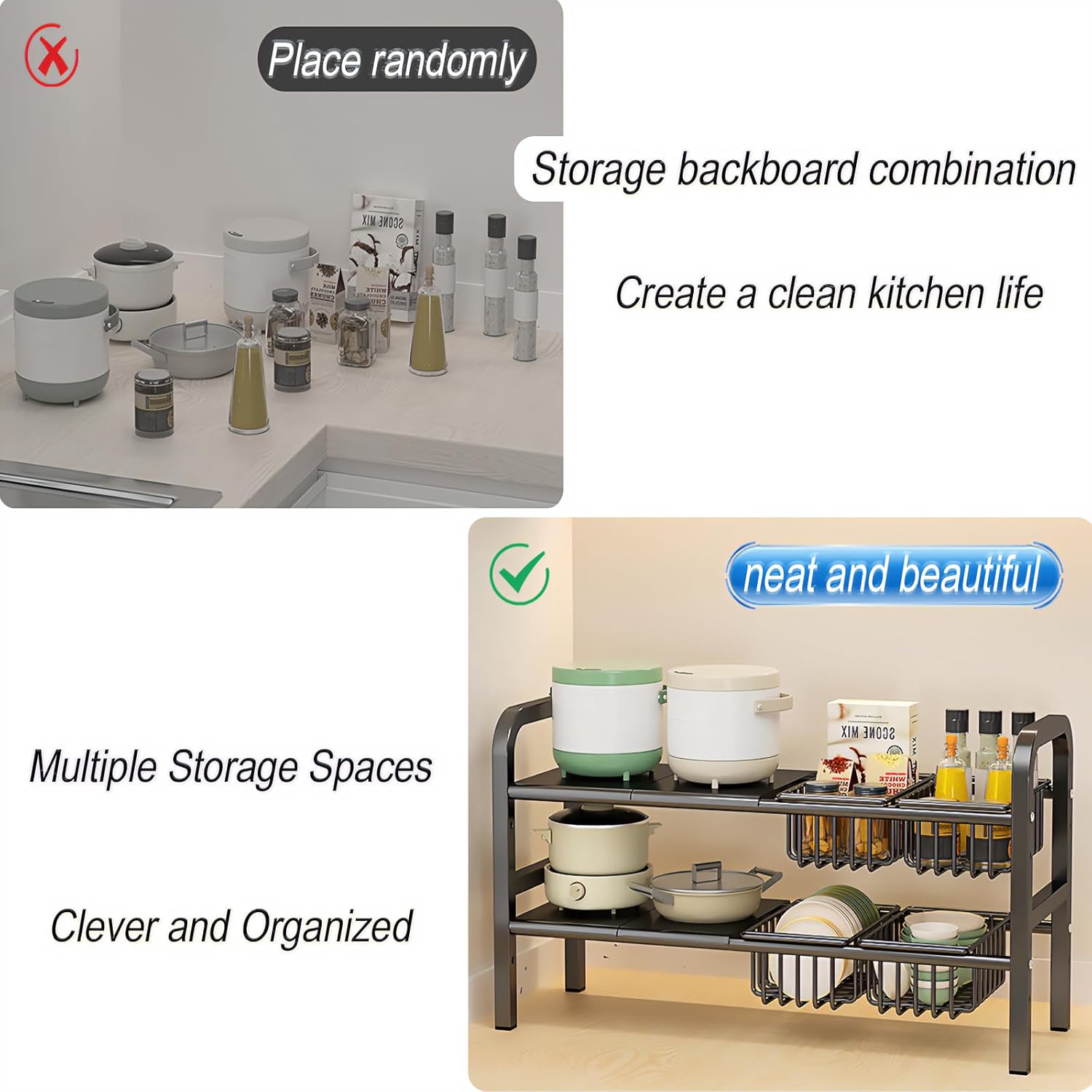 Organizer Sottolavello Cucina a 2 Livelli, Nero - immagine 4