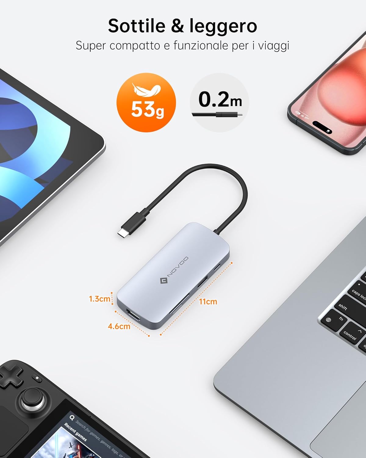 NOVOO Hub USB C 9 in 1 con HDMI 4K@60Hz - immagine 7
