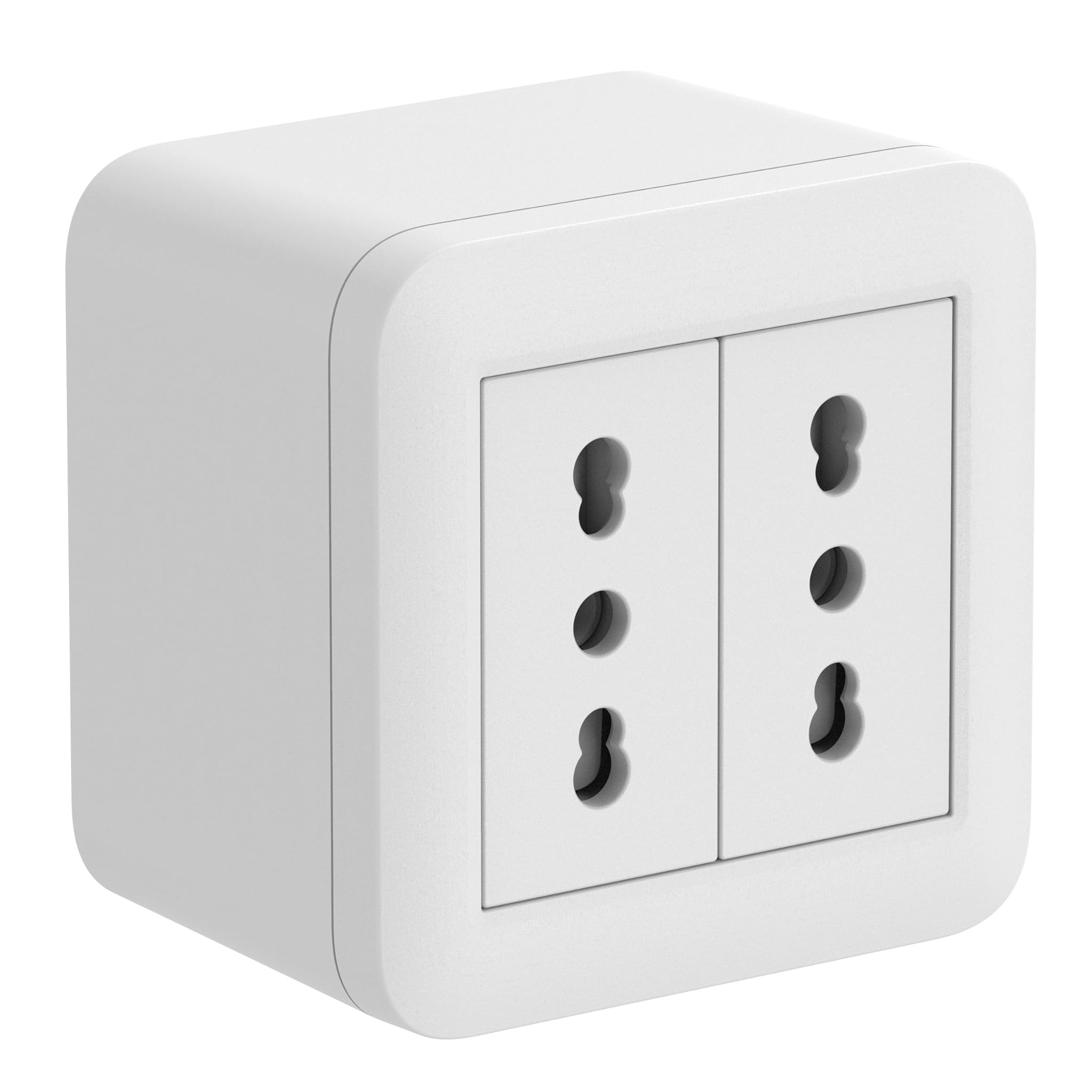 Electraline 60473 contenitore da superficie FIXA con due prese bivalenti (10/16A), Bianco, IP40, compatibile per installazione con tubo rigido e canalina