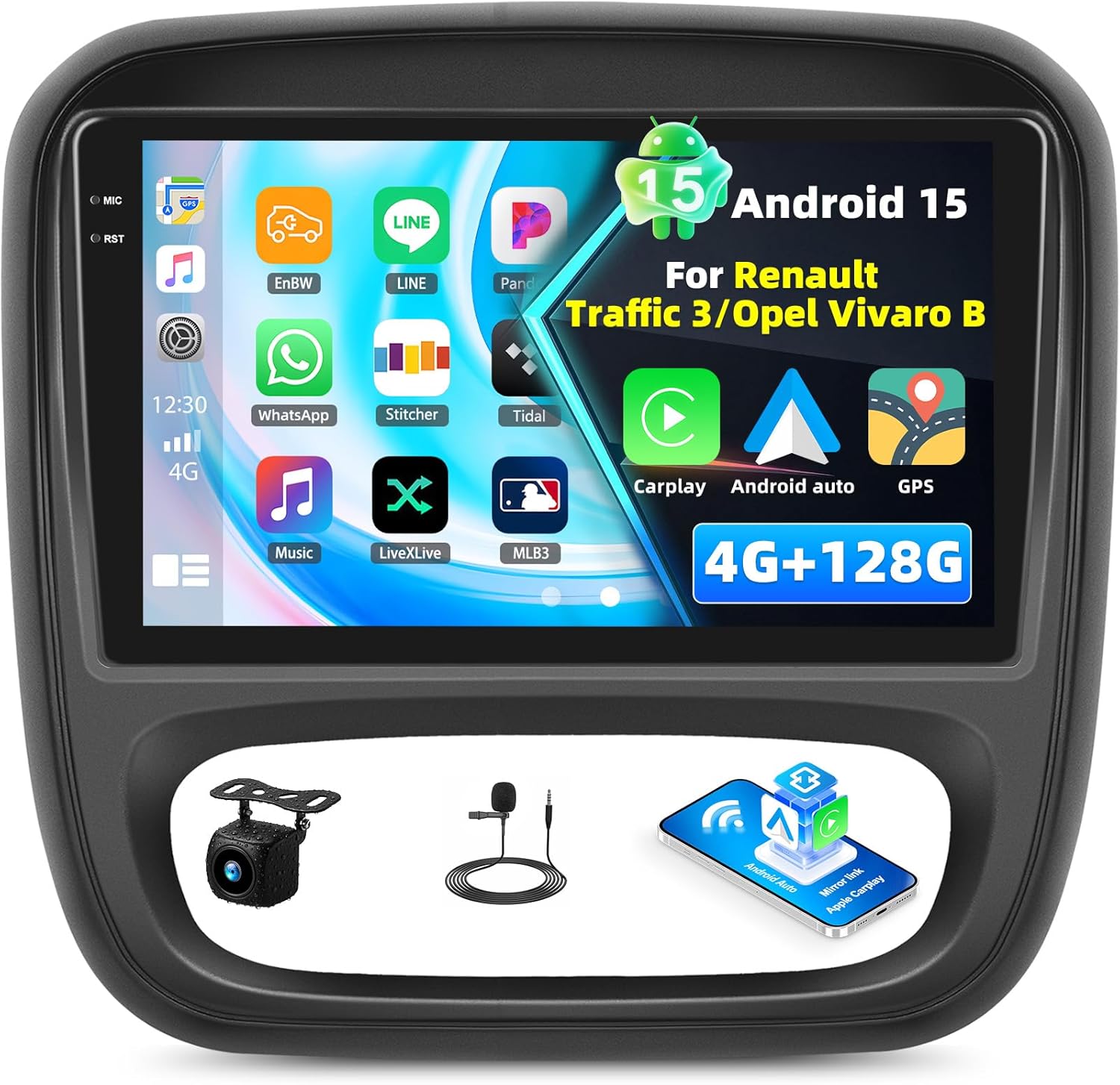 Autoradio Android 4+128G per Renault Traffic 3 - immagine 1