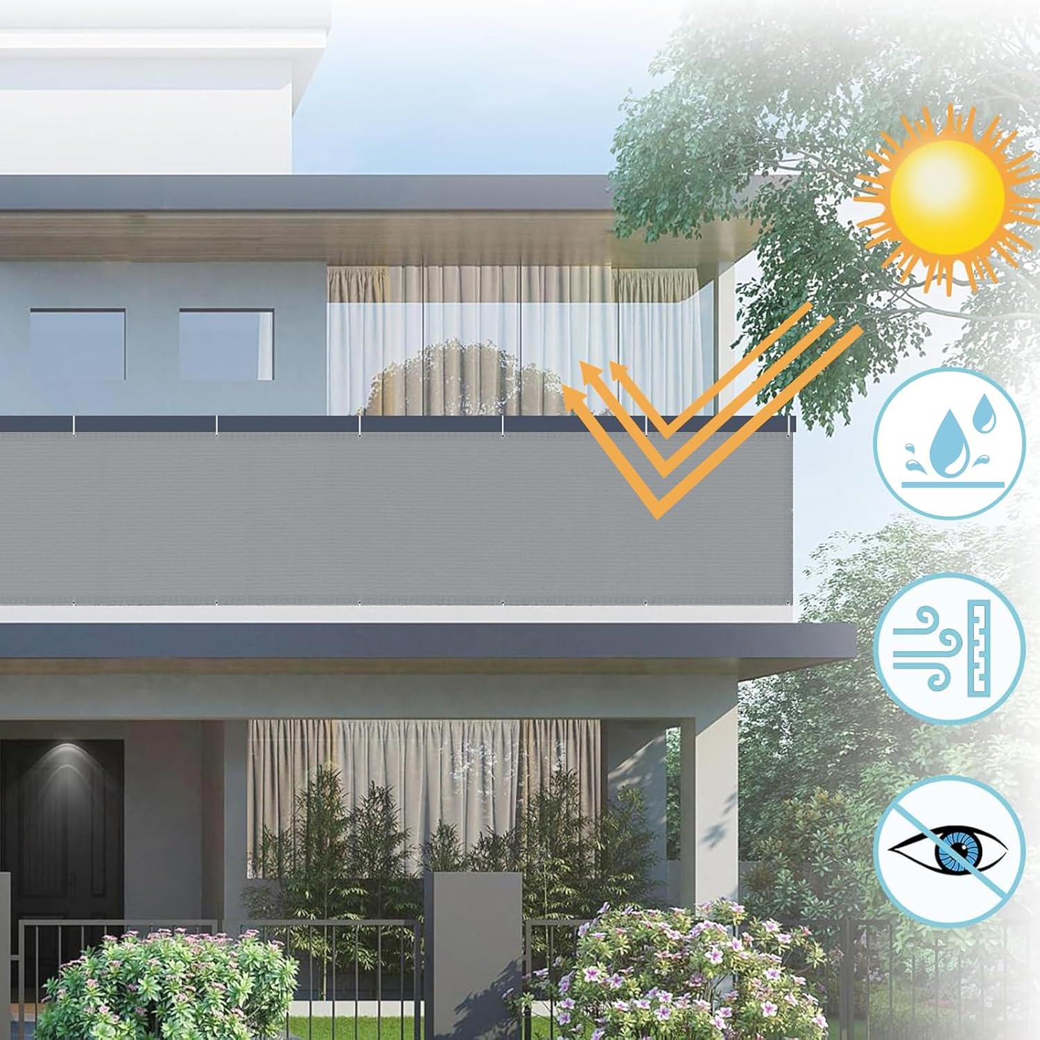 AXT SHADE Frangivisto Balcone 80x1000cm Grigio Chiaro - immagine 2