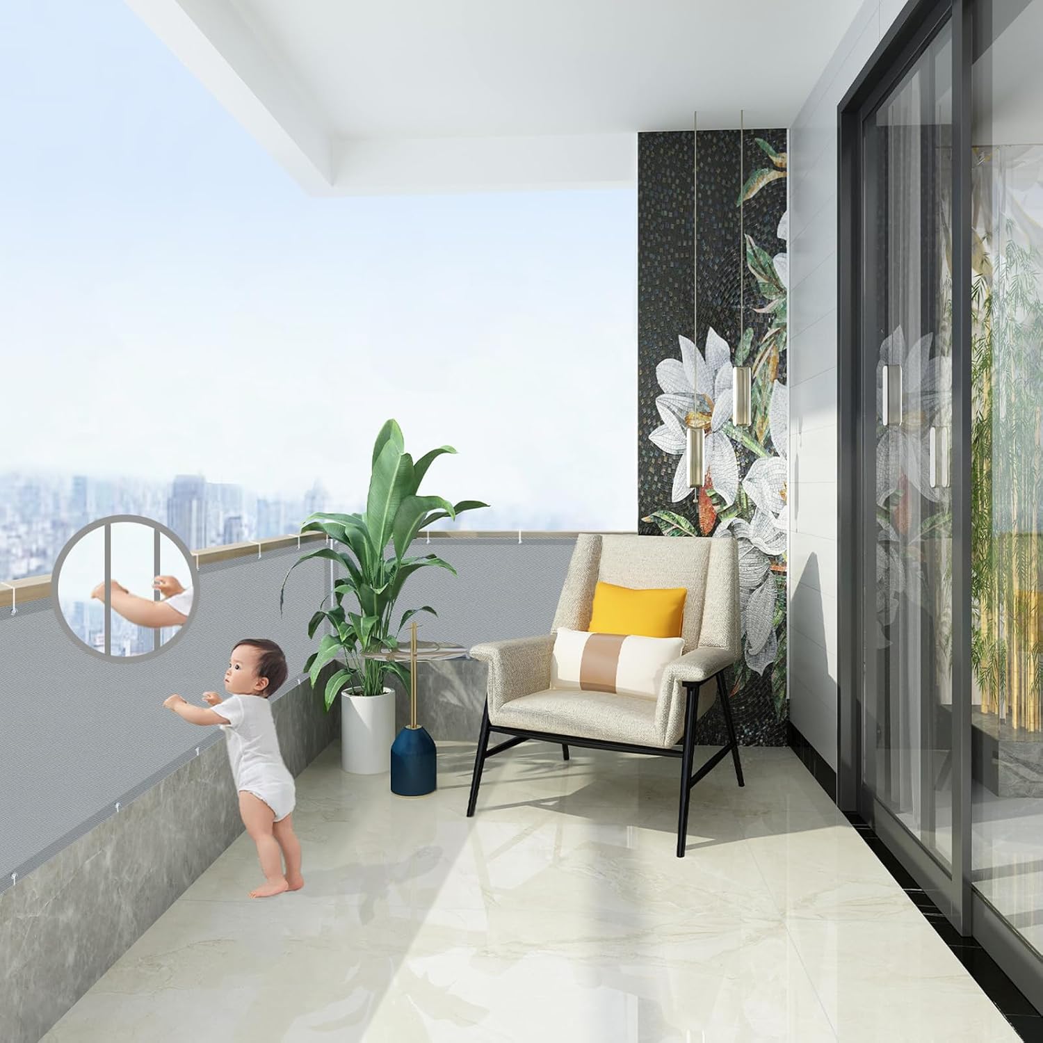 AXT SHADE Frangivisto Balcone 80x1000cm Grigio Chiaro - immagine 4