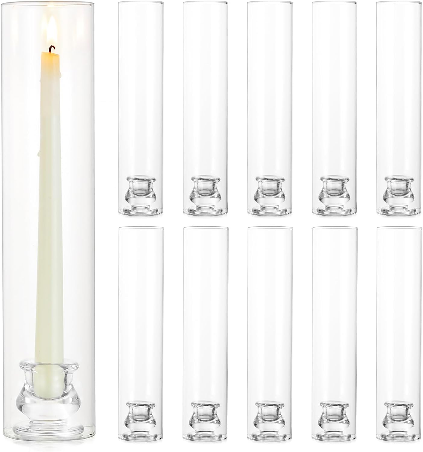 Portacandele Conico Hurricane in Vetro - 10 Pezzi - immagine 1