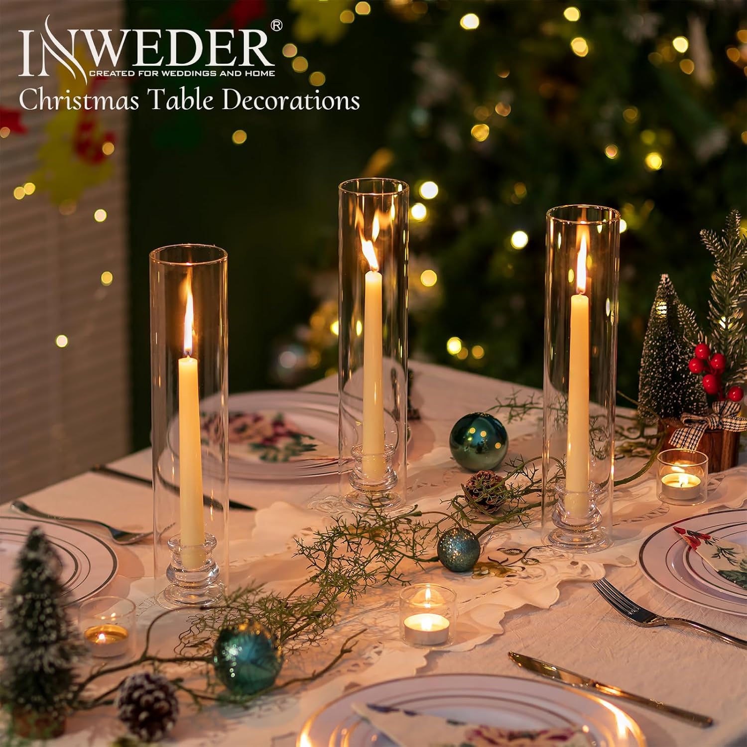 Portacandele Conico Hurricane in Vetro - 10 Pezzi - immagine 2