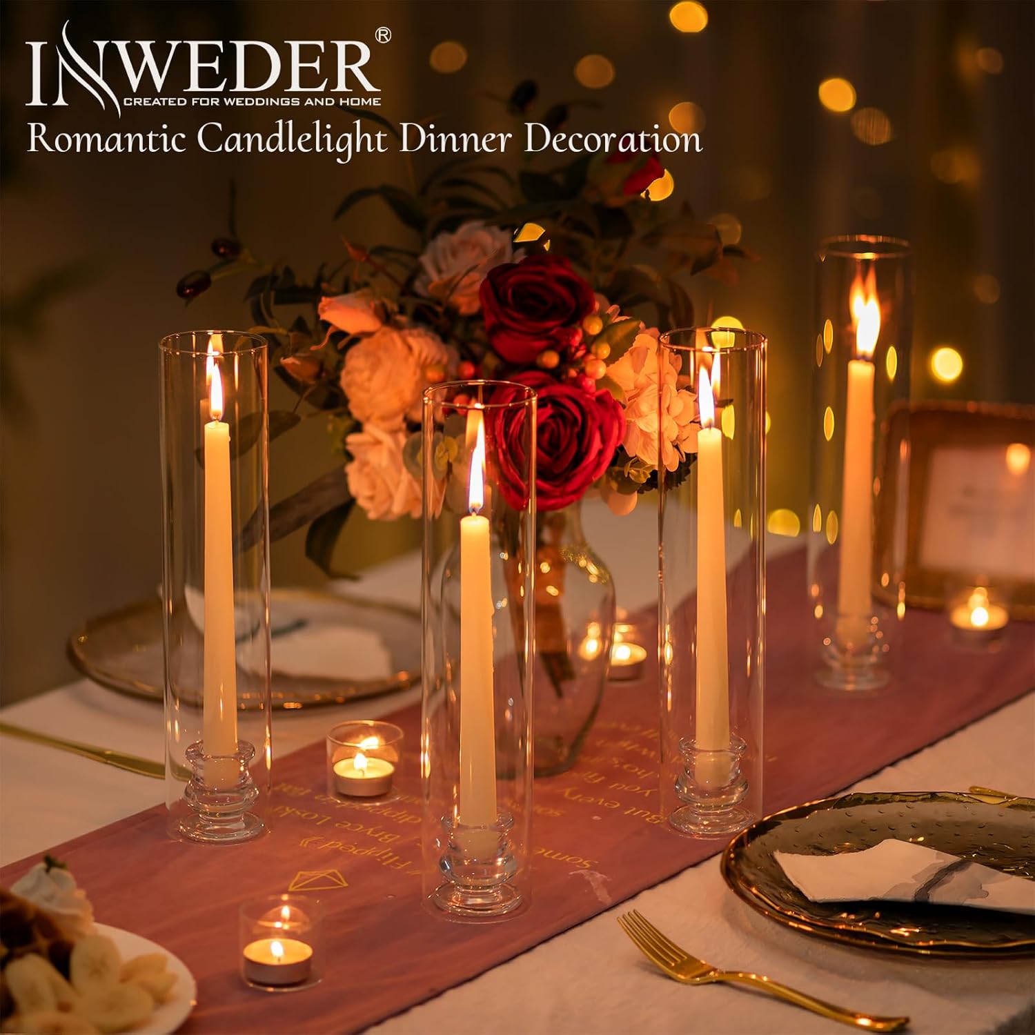 Portacandele Conico Hurricane in Vetro - 10 Pezzi - immagine 3