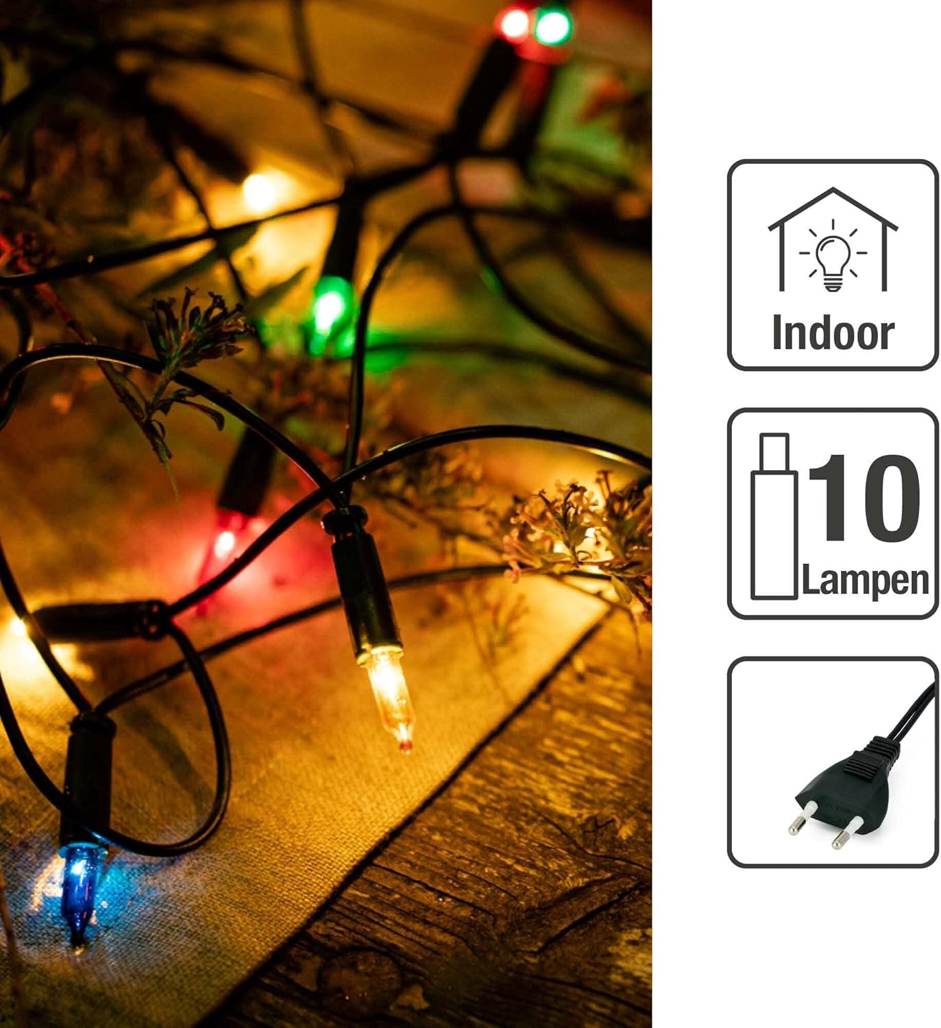 Hellum Catena Luminosa Interno 10 Lampade Colorate - immagine 3