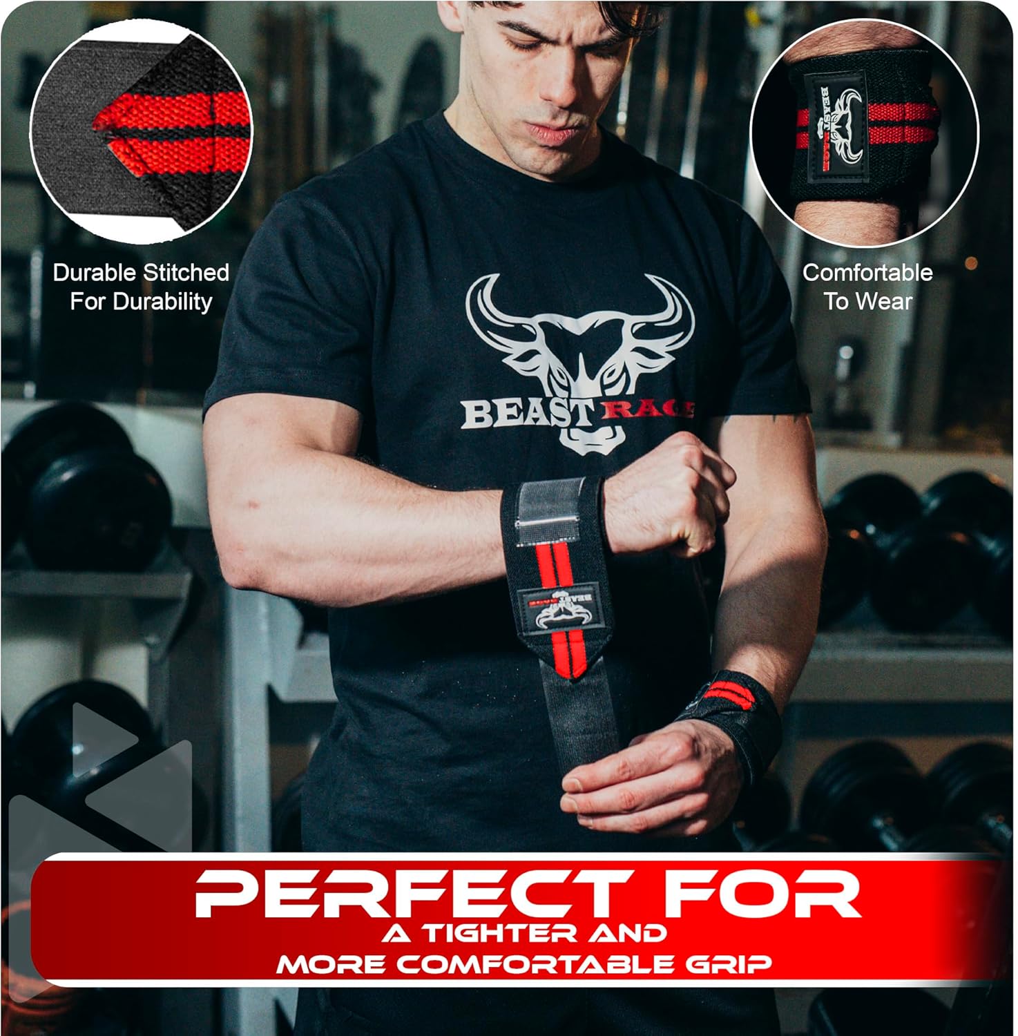 BEAST RAGE Straps Palestra Imbottite per Sollevamento Pesi - immagine 2