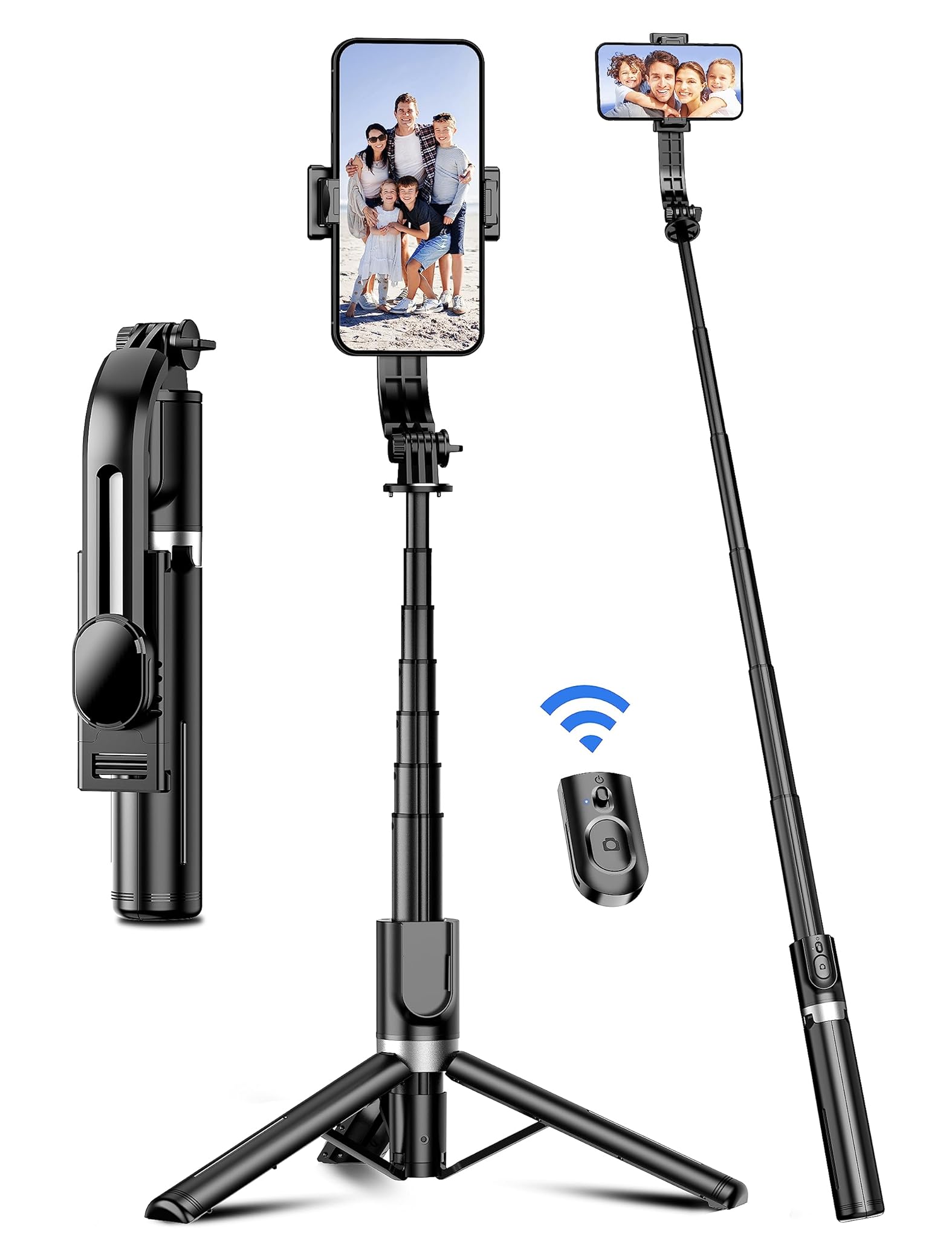 Bastone Selfie Treppiede 106cm con Telecomando, Nero