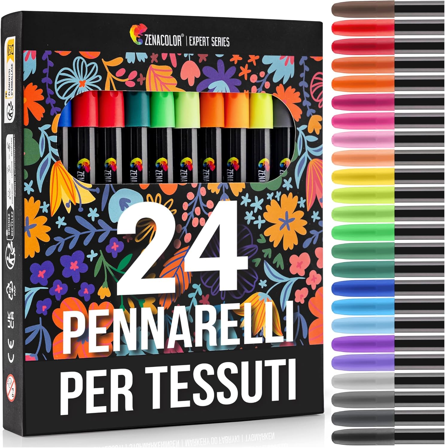 Zenacolor 24 Pennarelli per Tessuti e Stoffa - immagine 1