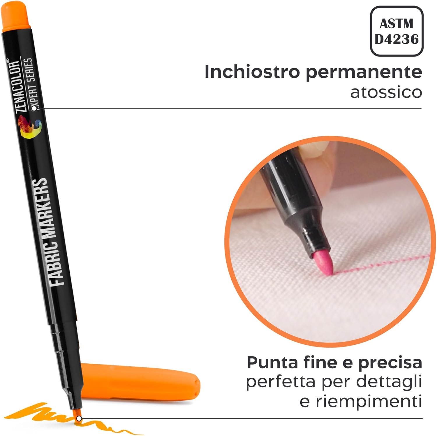 Zenacolor 24 Pennarelli per Tessuti e Stoffa - immagine 3