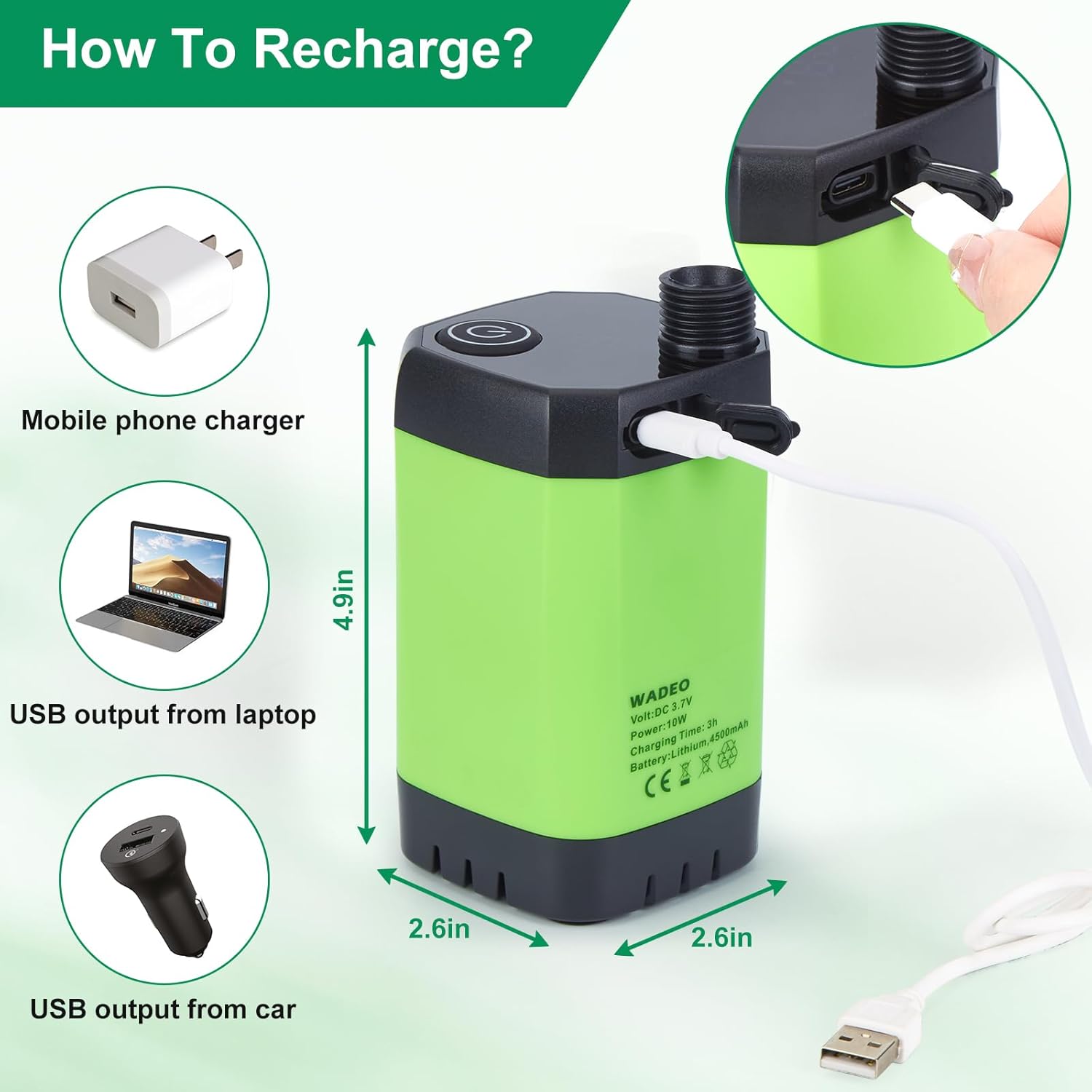 WADEO Doccia Portatile da Campeggio 6000 mAh - immagine 7