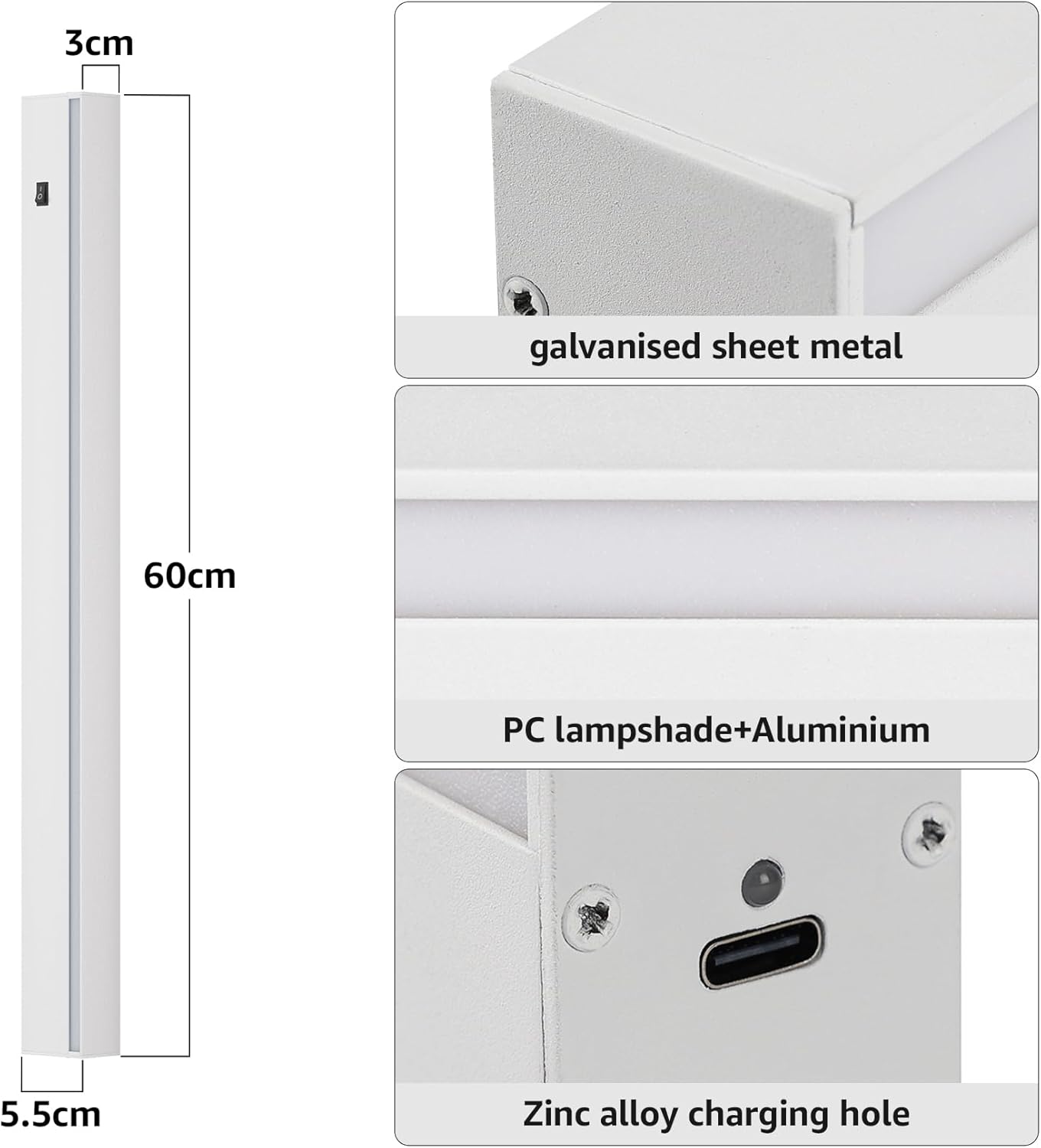 Klighten Lampada da Parete LED 5W Dimmerabile 60cm - immagine 5