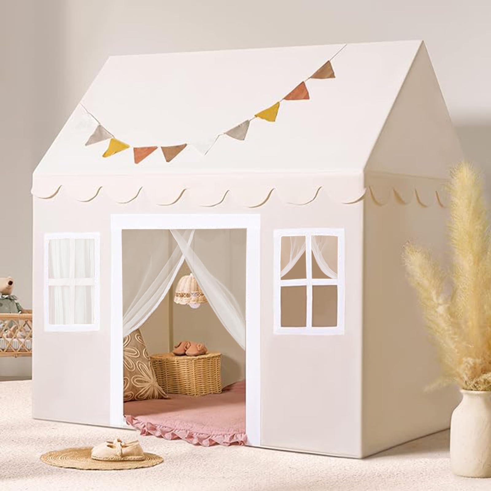 Tenda per Bambini con Tappetino Imbottito e Luci LED