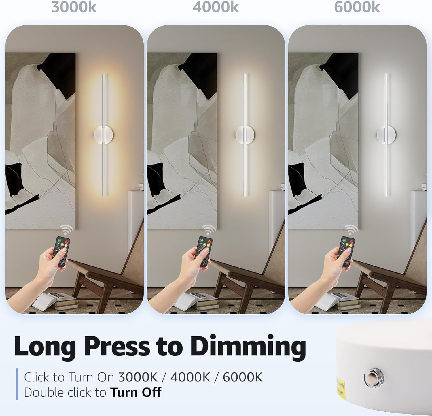 Klighten 2 Pezzi Lampade da Parete LED Ricaricabili 71cm - immagine 2