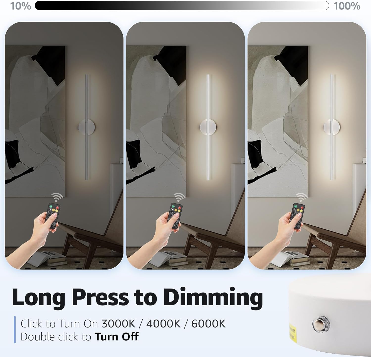 Klighten 2 Pezzi Lampade da Parete LED Ricaricabili 71cm - immagine 4