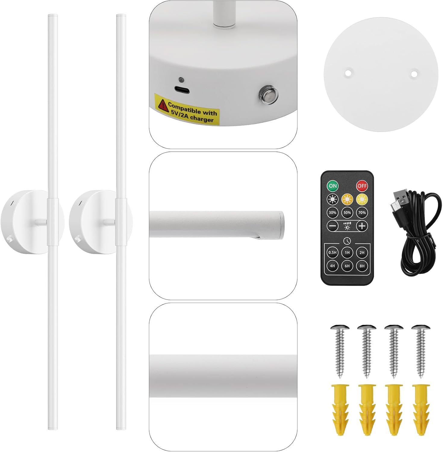 Klighten 2 Pezzi Lampade da Parete LED Ricaricabili 71cm - immagine 6