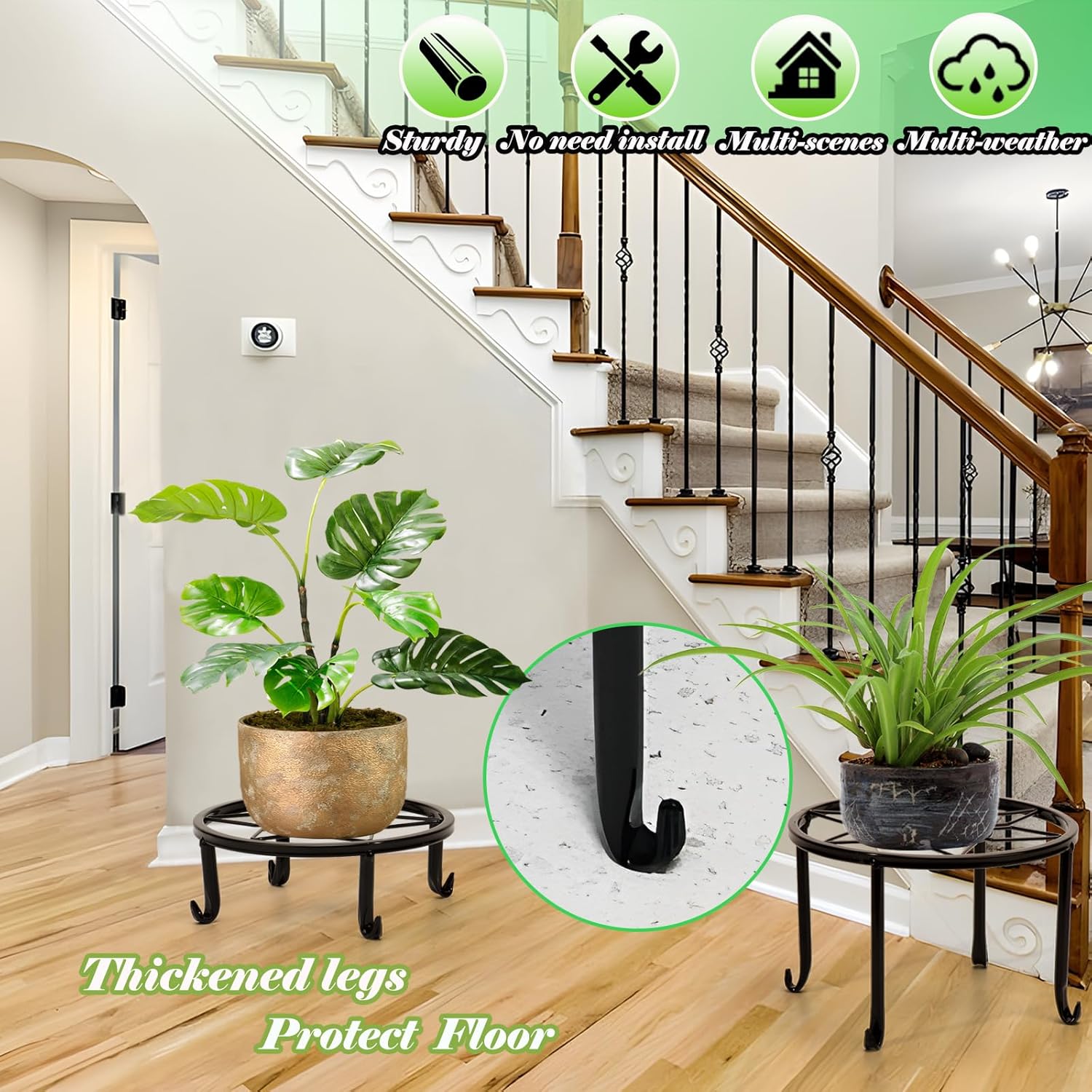 Porta Piante da Interno Esterno in Ferro, 5 Pezzi - immagine 3