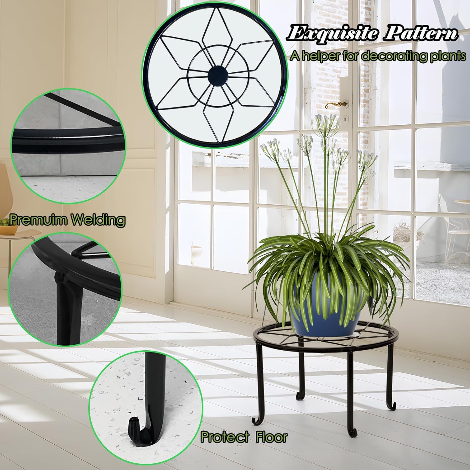 Porta Piante da Interno Esterno in Ferro, 5 Pezzi - immagine 4