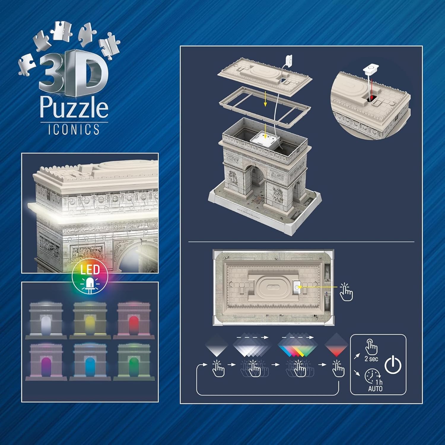 Ravensburger Puzzle 3D Arco Di Trionfo LED 242 Pezzi - immagine 5