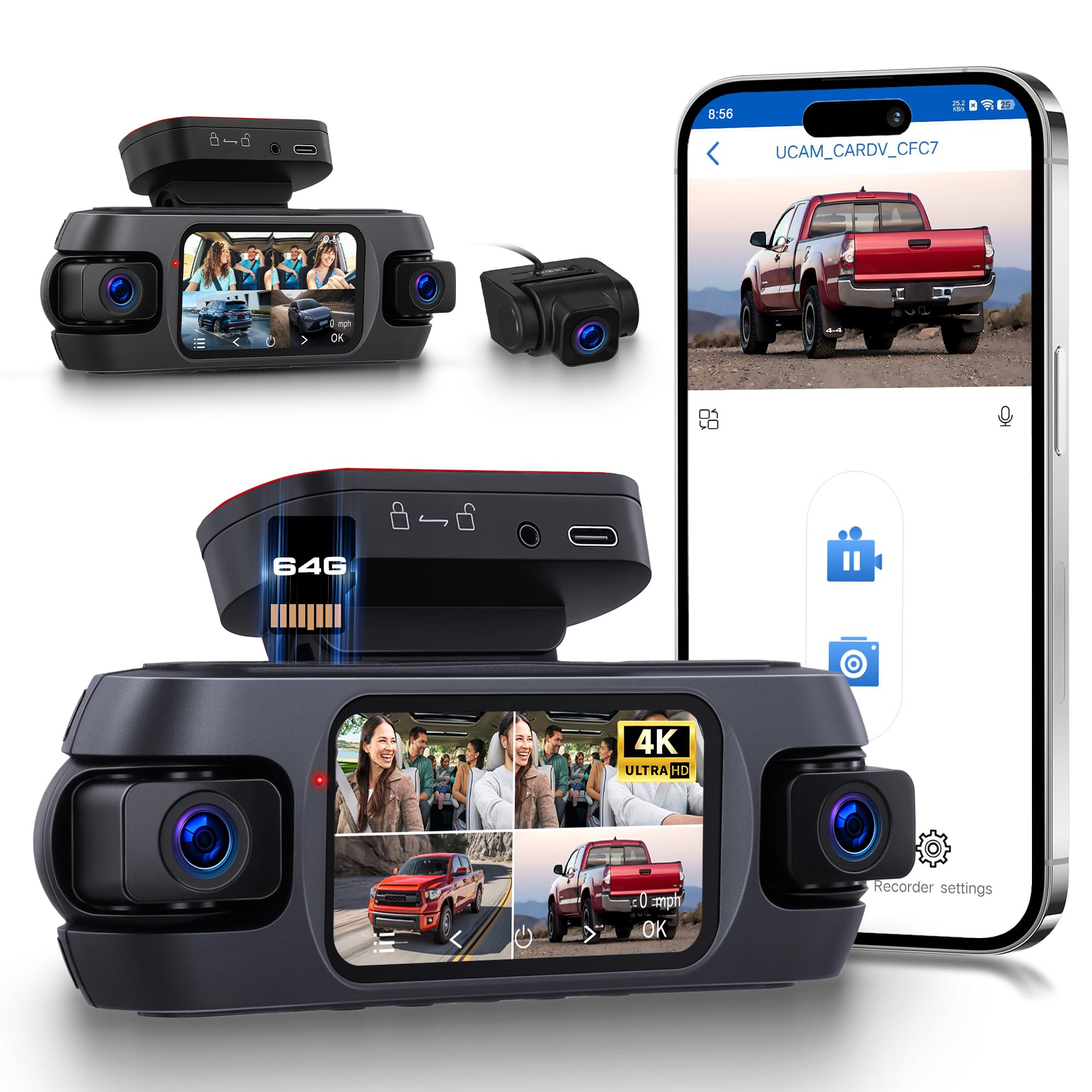 Rimoody Dash Cam Auto 4K 4 Telecamere 360°