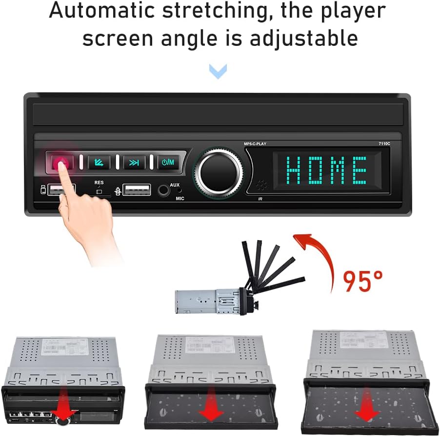 CAMECHO Autoradio 1 DIN Bluetooth con Schermo 7" Estensibile - immagine 2