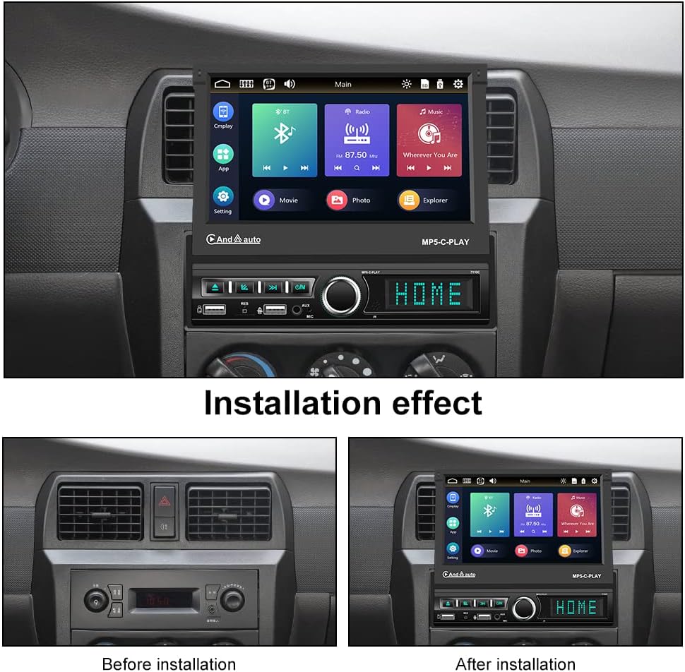 CAMECHO Autoradio 1 DIN Bluetooth con Schermo 7" Estensibile - immagine 3