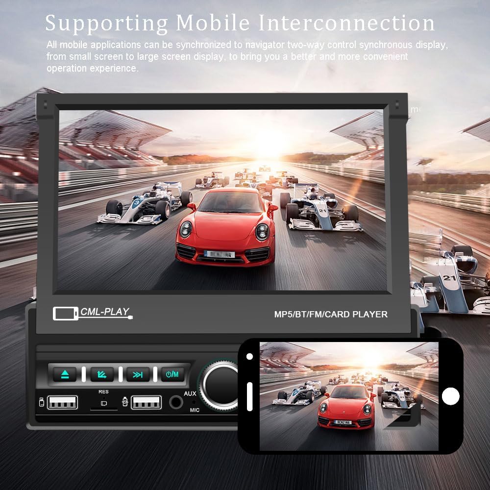 CAMECHO Autoradio 1 DIN Bluetooth con Schermo 7" Estensibile - immagine 4