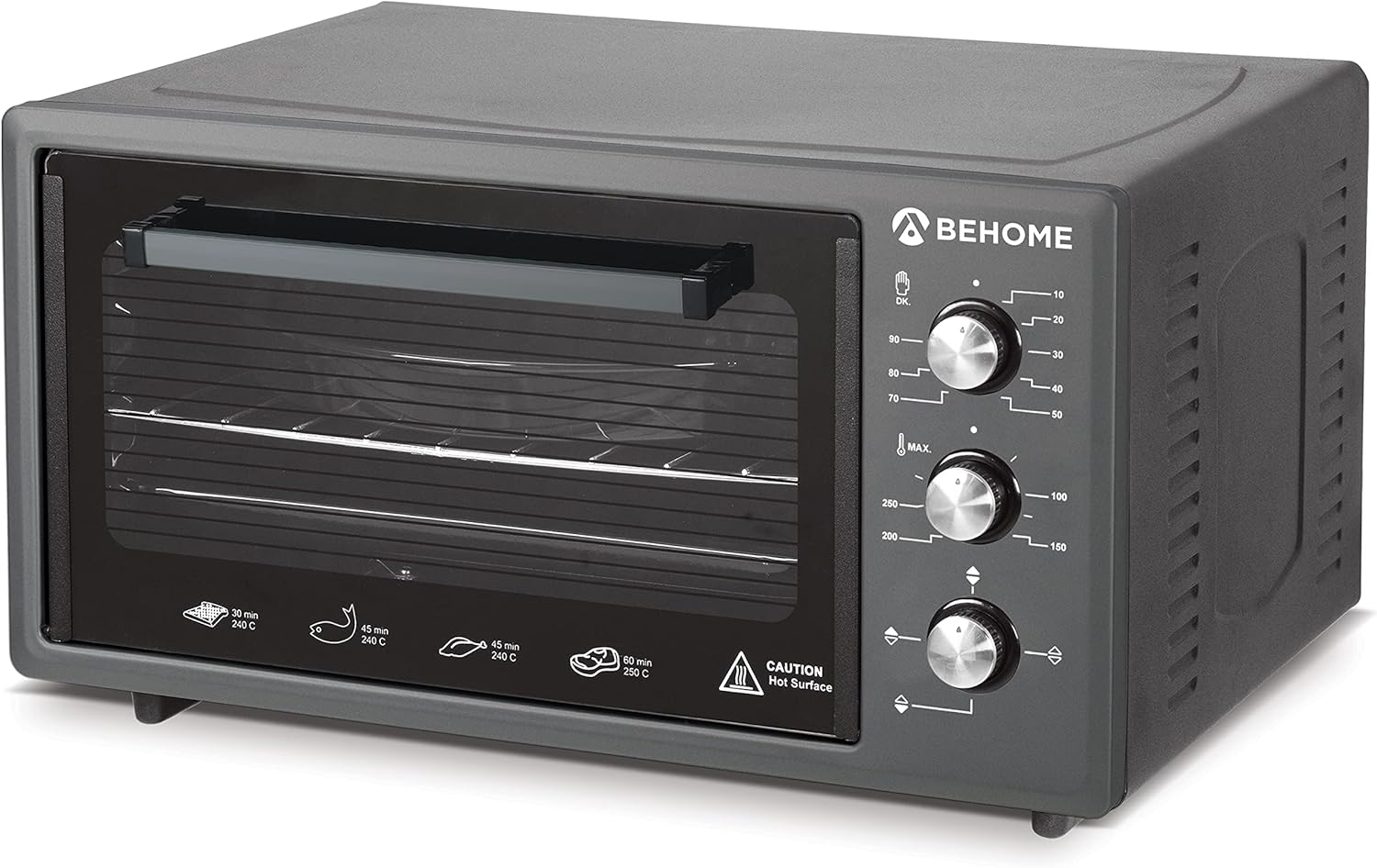 Behome Forno Elettrico Ventilato 48 Litri, Grigio