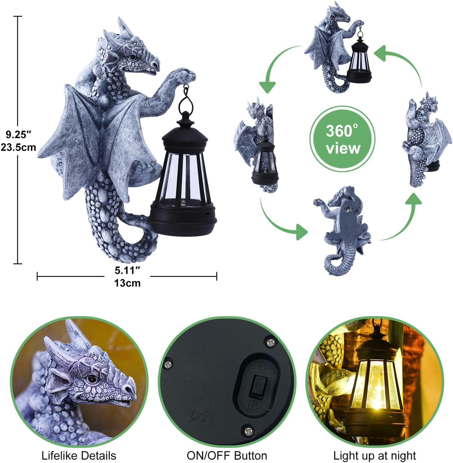 Yeomoo Figure di Drago con Lampade Solari - immagine 3