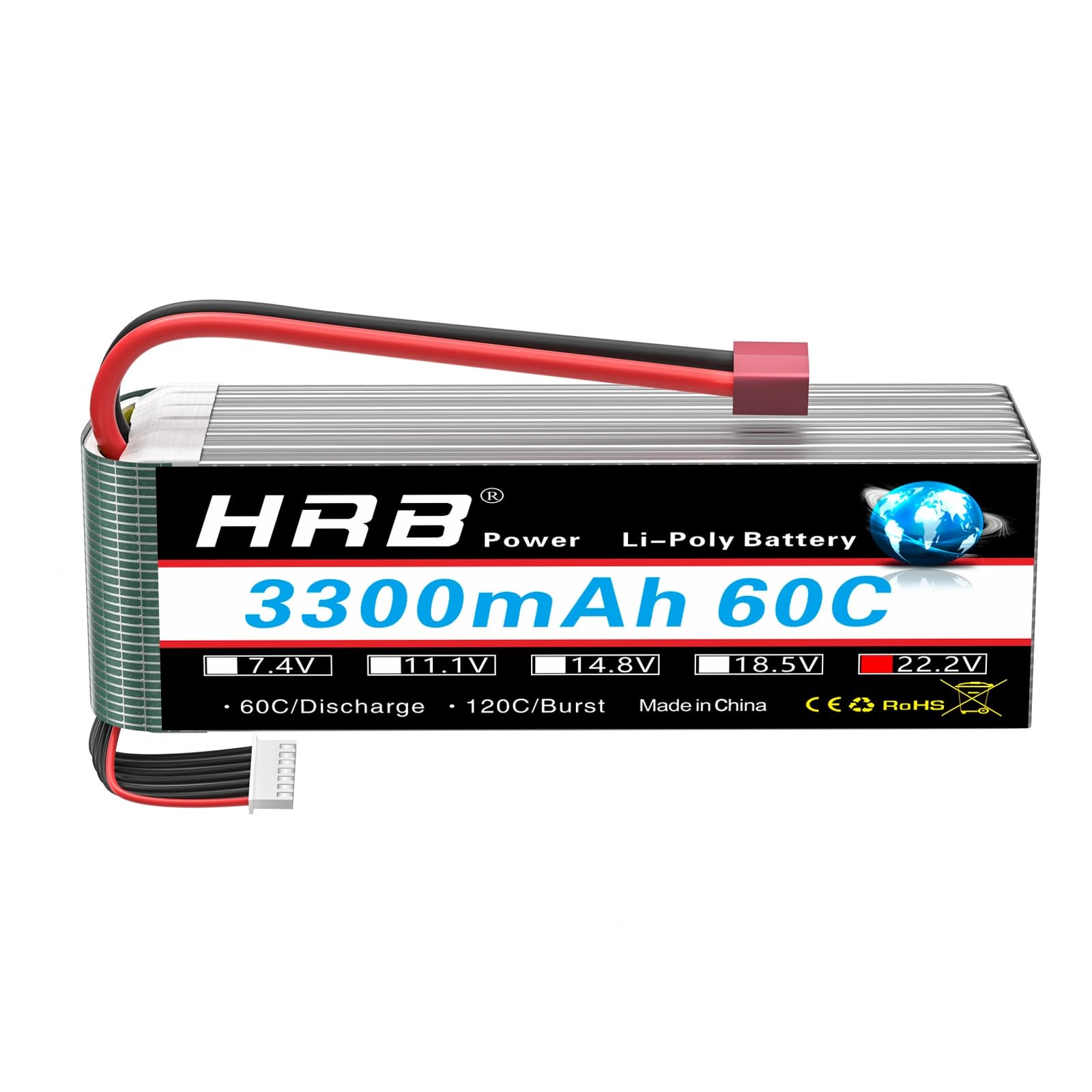 HRB 6S 22.2V 3300mAh 60C Lipo Batteria con Deans T Plug per RC Quadcopter 500-size Elicottero Auto Camion Barca Hobby