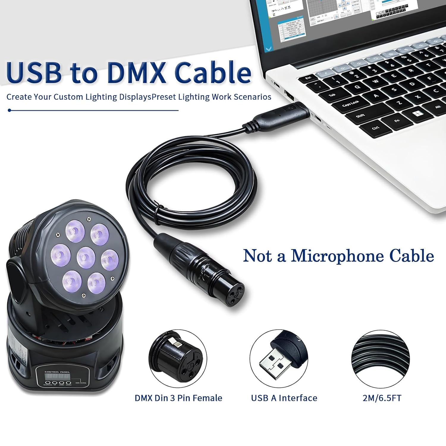Cavo adattatore di interfaccia USB a DMX con chip FT232RNL – Supporta ...