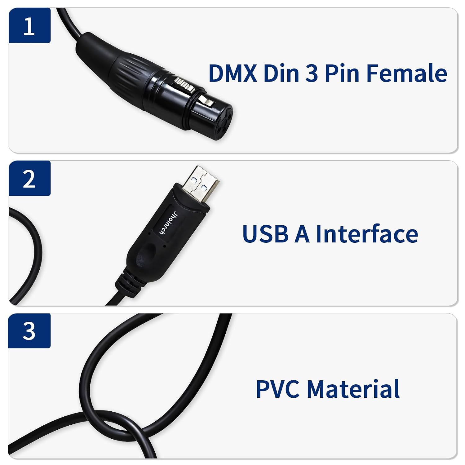Cavo adattatore di interfaccia USB a DMX con chip FT232RNL – Supporta ...
