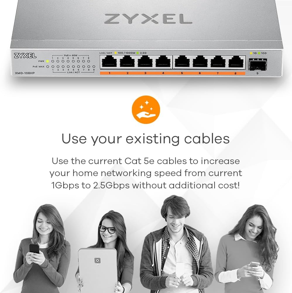 Zyxel 8-Port PoE 2.5G Multi-Gig Unmanaged Switch 100W - immagine 6