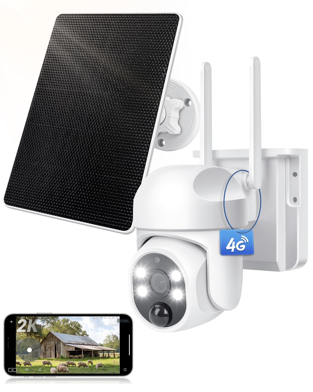 Telecamera Sorveglianza 4G LTE con SIM e Pannello Solare