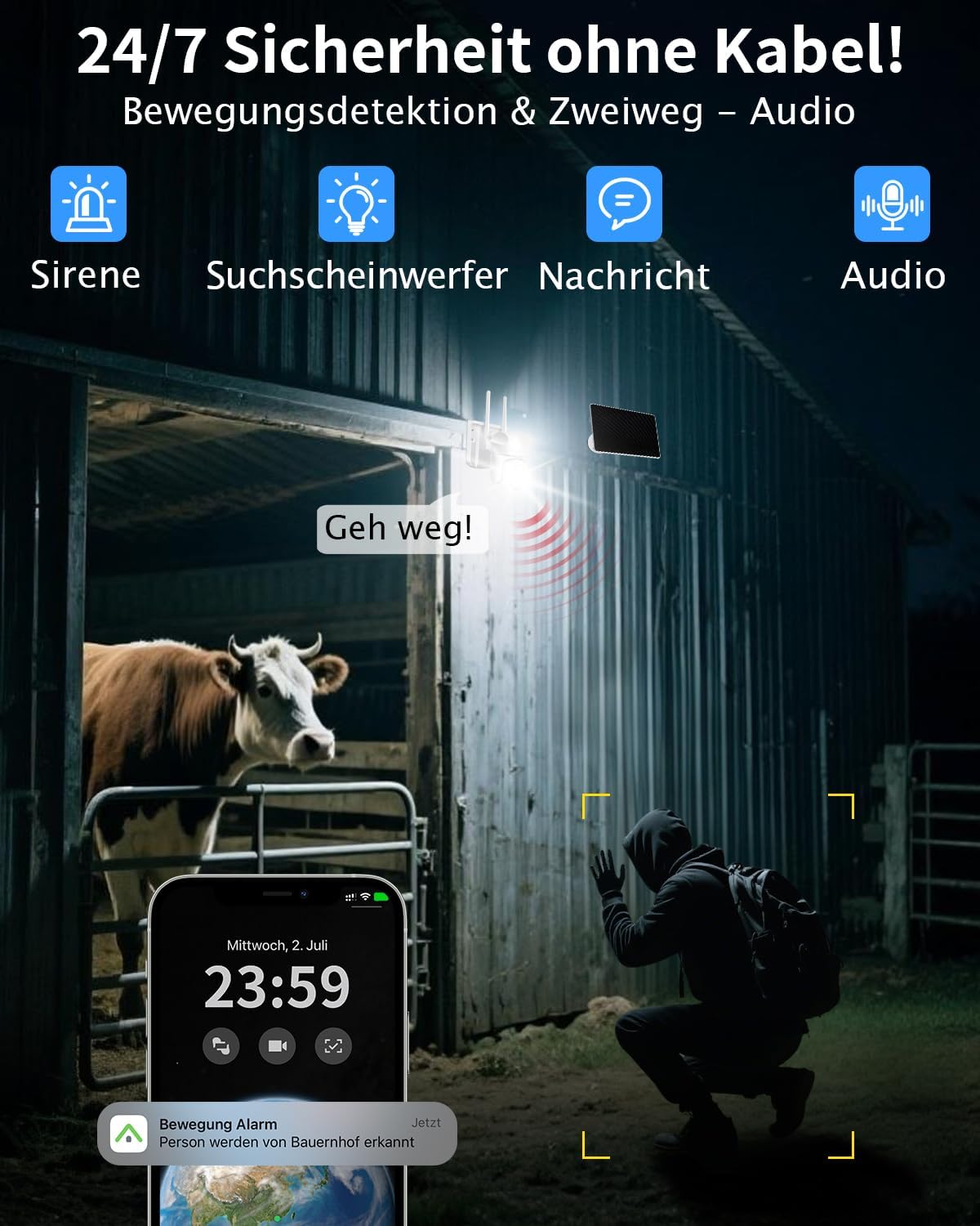 Telecamera Sorveglianza 4G LTE con SIM e Pannello Solare - immagine 3