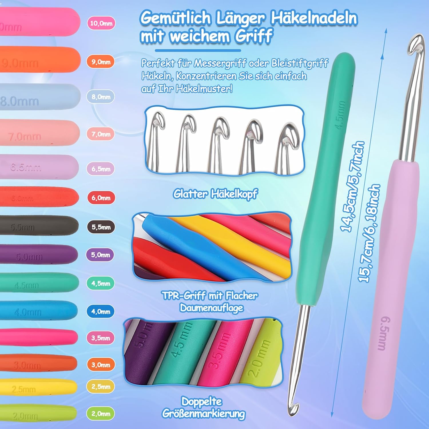 Coopay Set 73 Uncinetti per Principianti con 15 Gomitoli - immagine 4