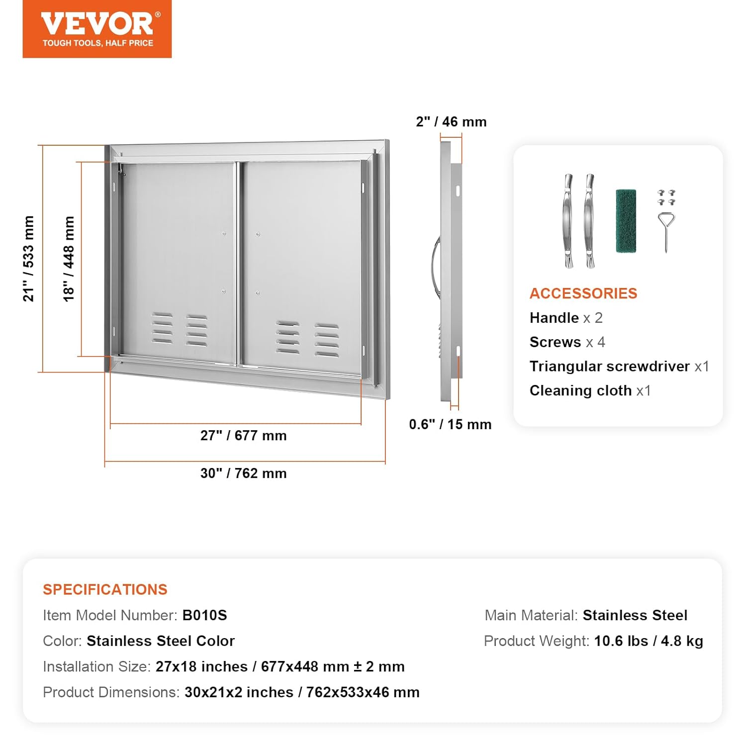 Vevor Porta Accesso Cucina 762 x 533 mm - immagine 7