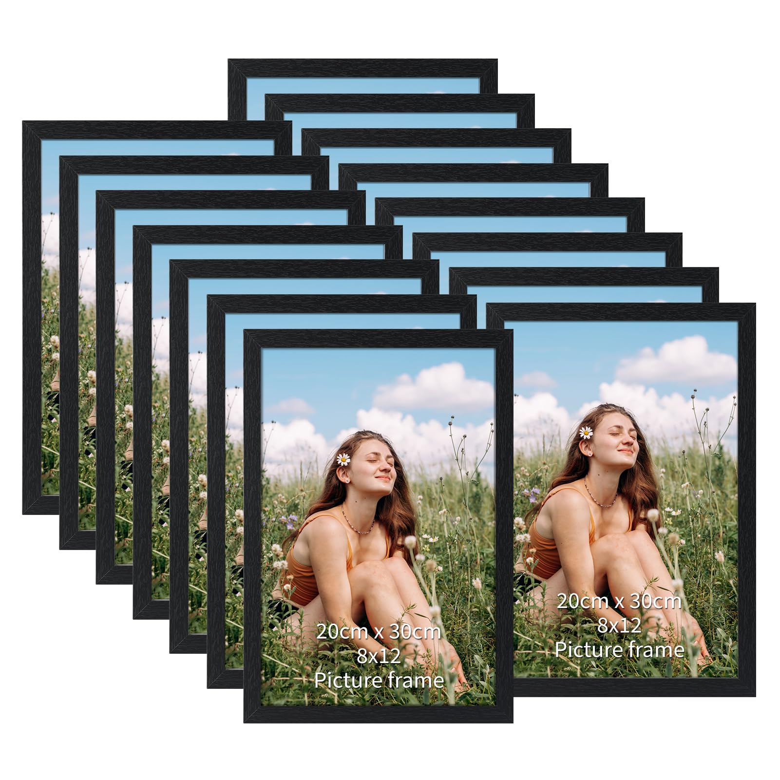 Cornice Foto Set di 15 - 20x30 cm, Nera in Legno MDF